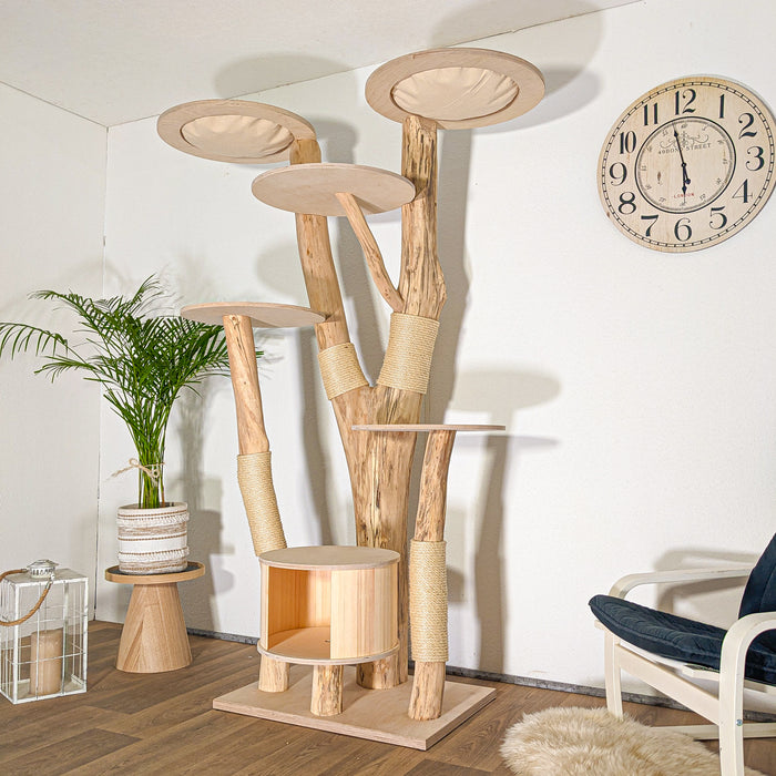 Naturkratzbaum 4520 Kratzbaum Natur Holz Design 205 cm hoch Katzenbaum
