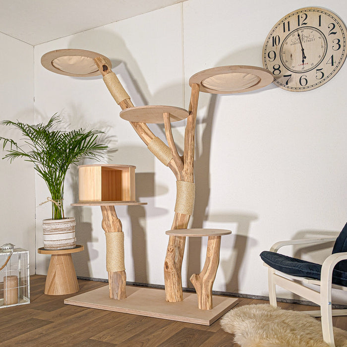 Naturkratzbaum 4521 Kratzbaum Natur Holz Design 195 cm hoch Katzenbaum