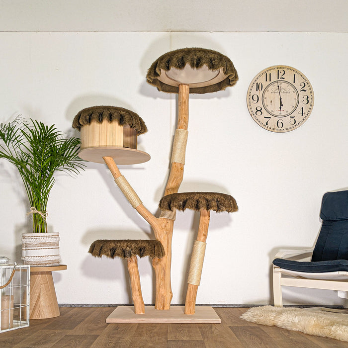 Naturkratzbaum 4522 Kratzbaum Natur Holz Design 185 cm hoch Katzenbaum