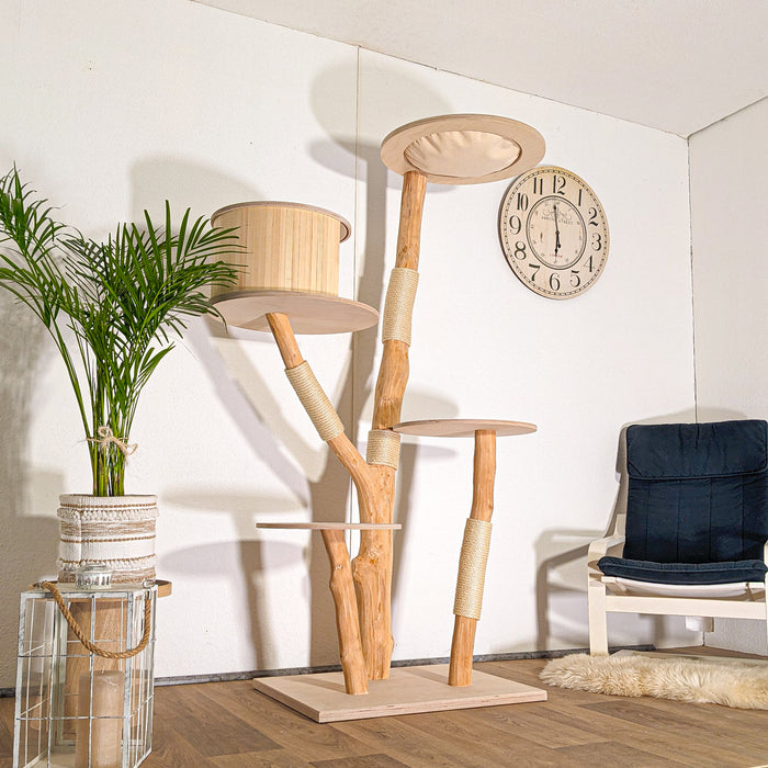 Naturkratzbaum 4522 Kratzbaum Natur Holz Design 185 cm hoch Katzenbaum