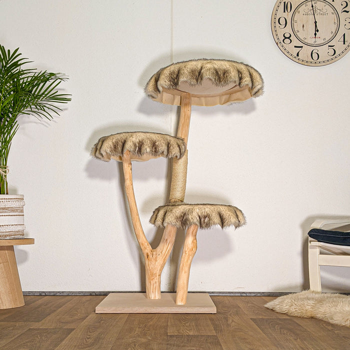 Naturkratzbaum 4523 Kratzbaum Natur Holz Design 133 cm hoch Katzenbaum