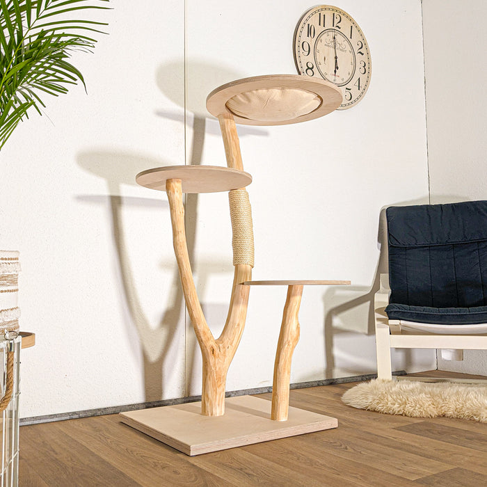 Naturkratzbaum 4523 Kratzbaum Natur Holz Design 133 cm hoch Katzenbaum