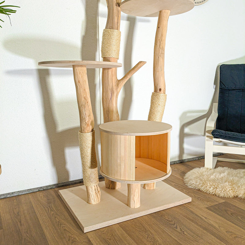 Naturkratzbaum 4524 Kratzbaum Natur Holz Design 195 cm hoch Katzenbaum