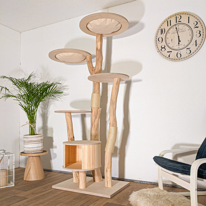 Naturkratzbaum 4524 Kratzbaum Natur Holz Design 195 cm hoch Katzenbaum