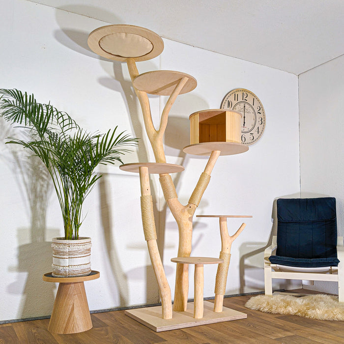 Naturkratzbaum 4528 Kratzbaum Natur Holz Design 215 cm hoch Katzenbaum