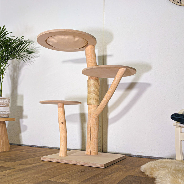 Naturkratzbaum 4543 Kratzbaum Natur Holz Design 115 cm hoch Katzenbaum