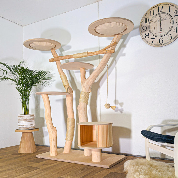 Naturkratzbaum 4546 Kratzbaum Natur Holz Design 175 cm hoch Katzenbaum