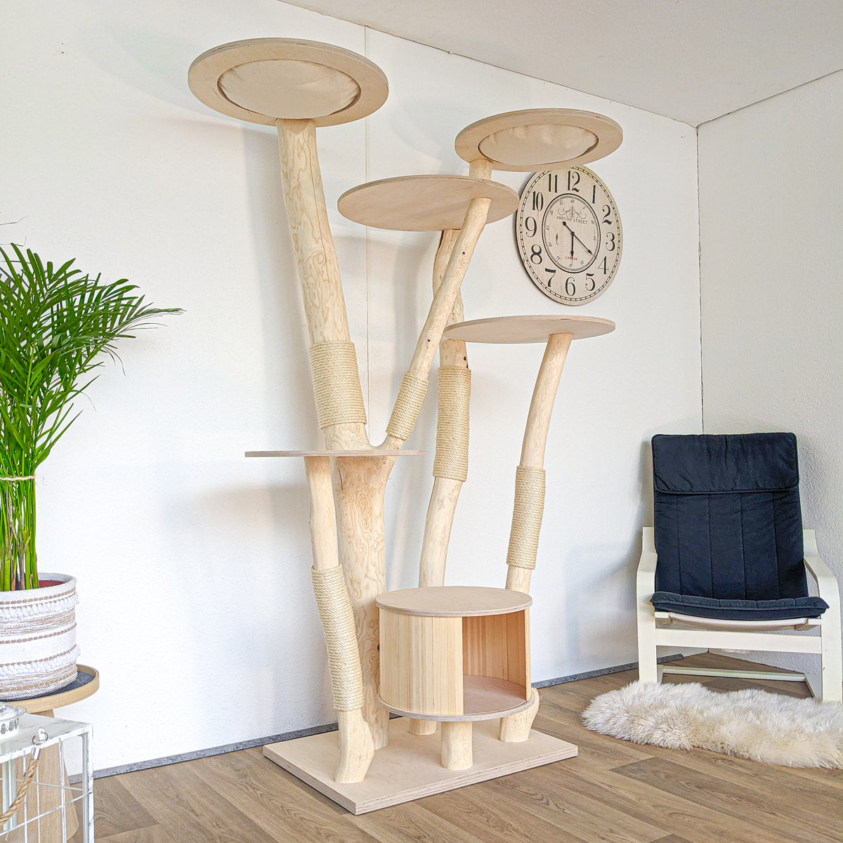 Naturkratzbaum 4559 Kratzbaum Natur Holz Design 203 cm hoch Katzenbaum