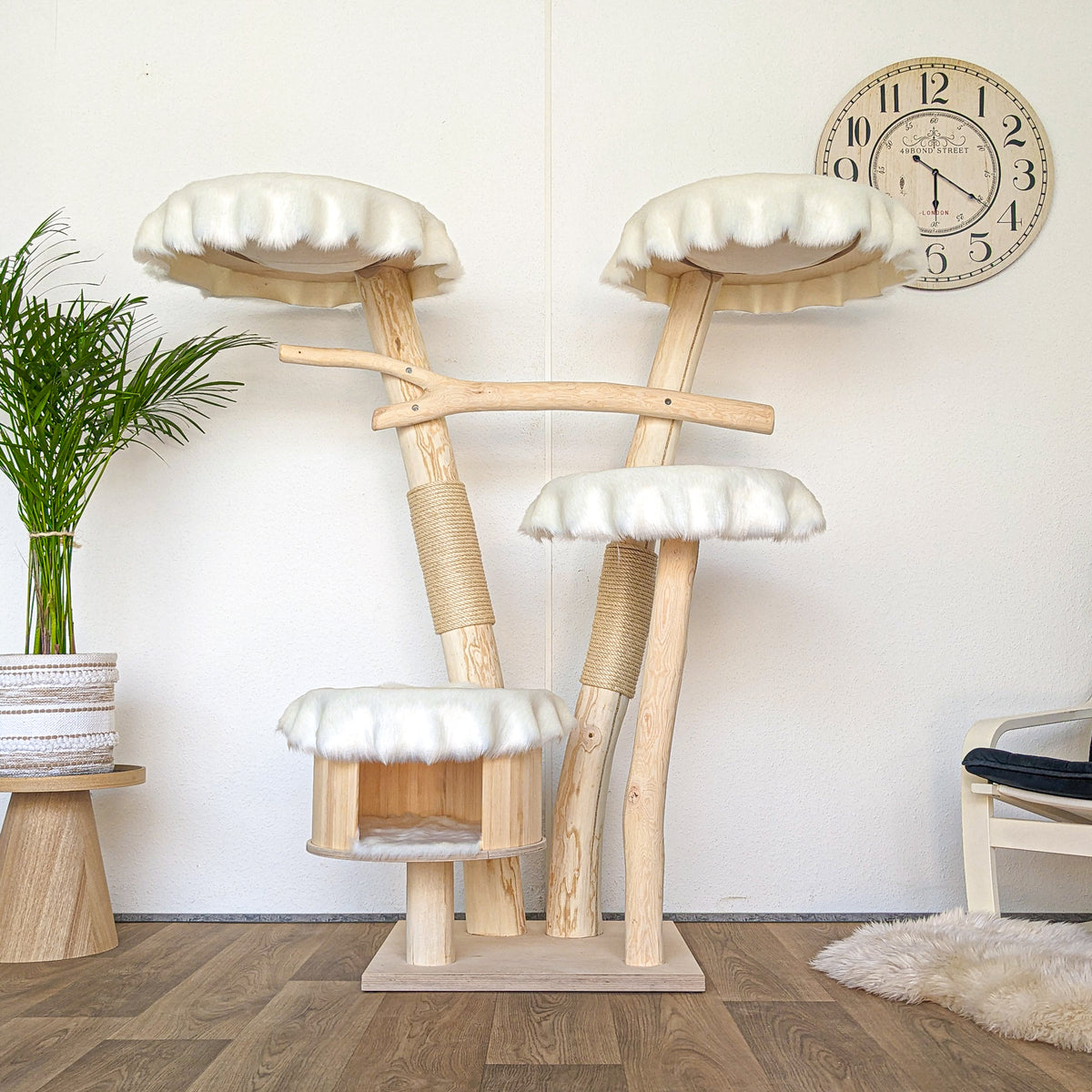 Naturkratzbaum 4560 Kratzbaum Natur Holz Design 155 cm hoch Katzenbaum