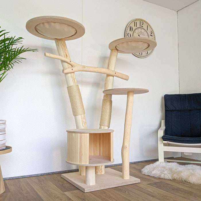 Naturkratzbaum 4560 Kratzbaum Natur Holz Design 155 cm hoch Katzenbaum