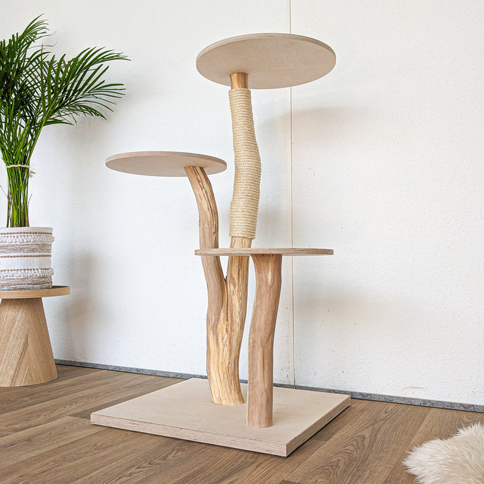 Naturkratzbaum 4568 Kratzbaum Natur Holz Design 114 cm hoch Katzenbaum
