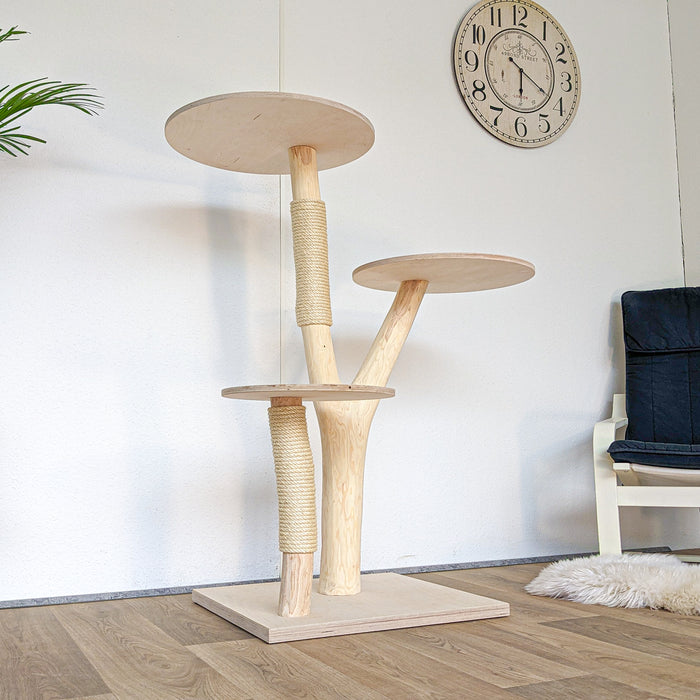 Naturkratzbaum 4571 Kratzbaum Natur Holz Design 125 cm hoch Katzenbaum
