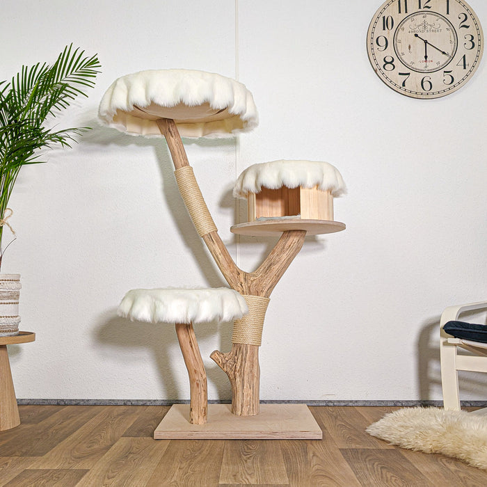 Naturkratzbaum 4577 Kratzbaum Natur Holz Design 140 cm hoch Katzenbaum