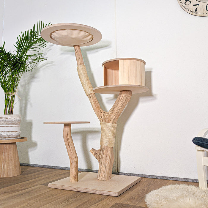 Naturkratzbaum 4577 Kratzbaum Natur Holz Design 140 cm hoch Katzenbaum