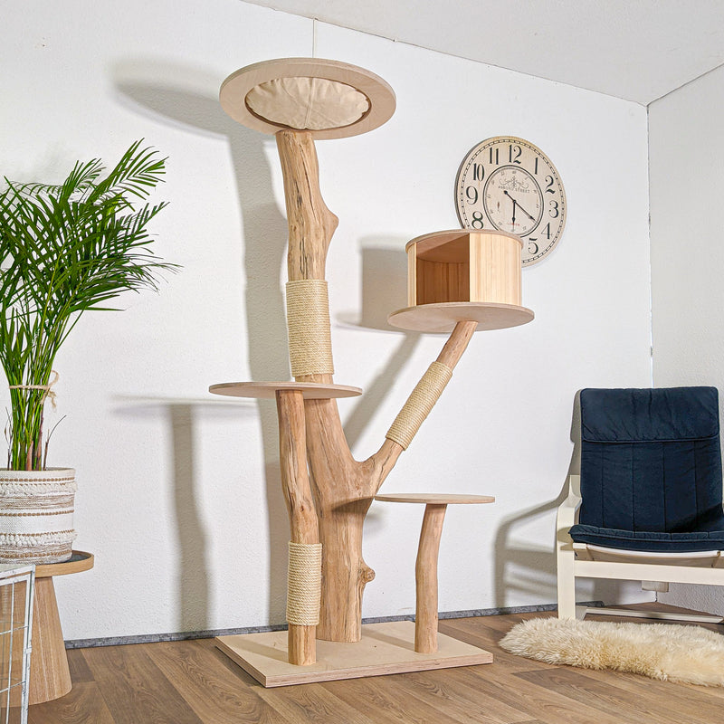 Naturkratzbaum 4578 Kratzbaum Natur Holz Design 185 cm hoch Katzenbaum