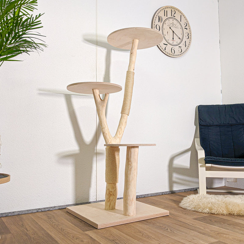Naturkratzbaum 4579 Kratzbaum Natur Holz Design 150 cm hoch Katzenbaum