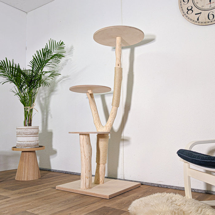 Naturkratzbaum 4579 Kratzbaum Natur Holz Design 150 cm hoch Katzenbaum