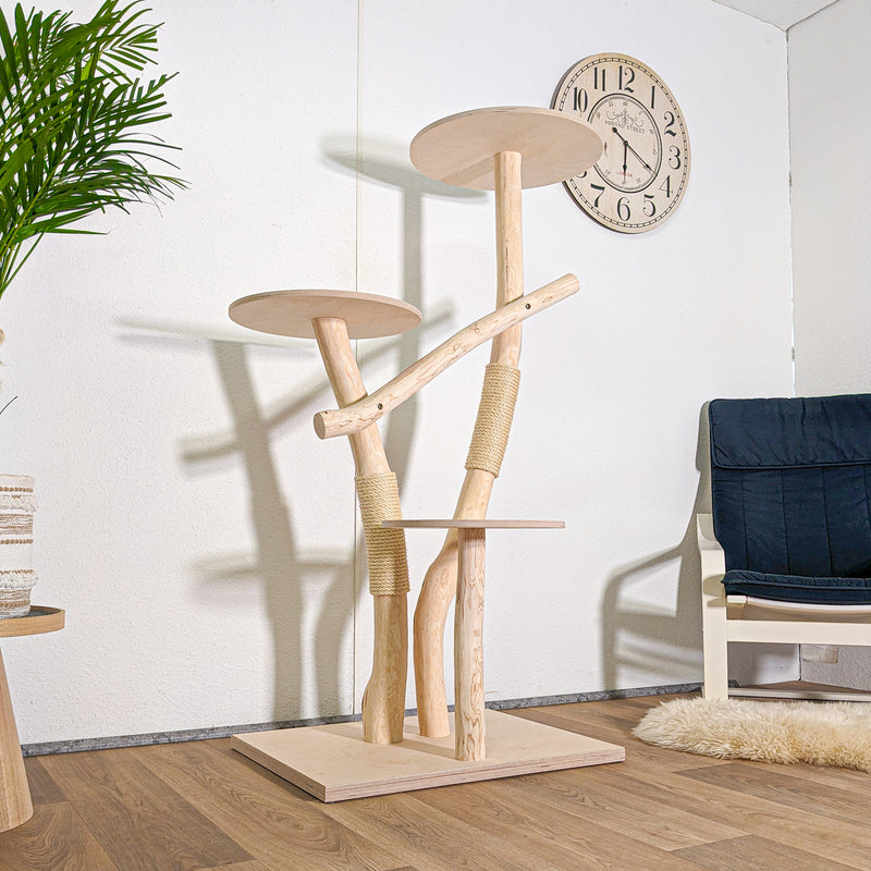 Naturkratzbaum 4580 Kratzbaum Natur Holz Design 153 cm hoch Katzenbaum