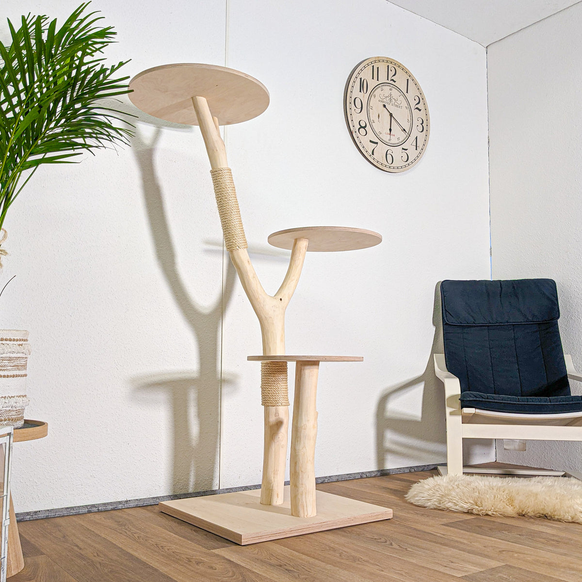 Naturkratzbaum 4582 Kratzbaum Natur Holz Design 150 cm hoch Katzenbaum