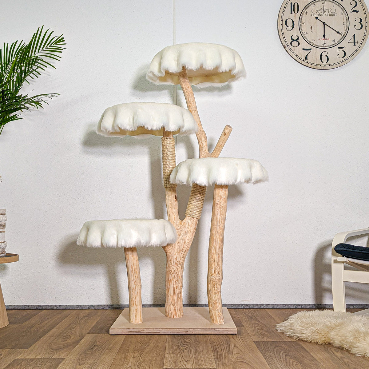 Naturkratzbaum 4584 Kratzbaum Natur Holz Design 145 cm hoch Katzenbaum