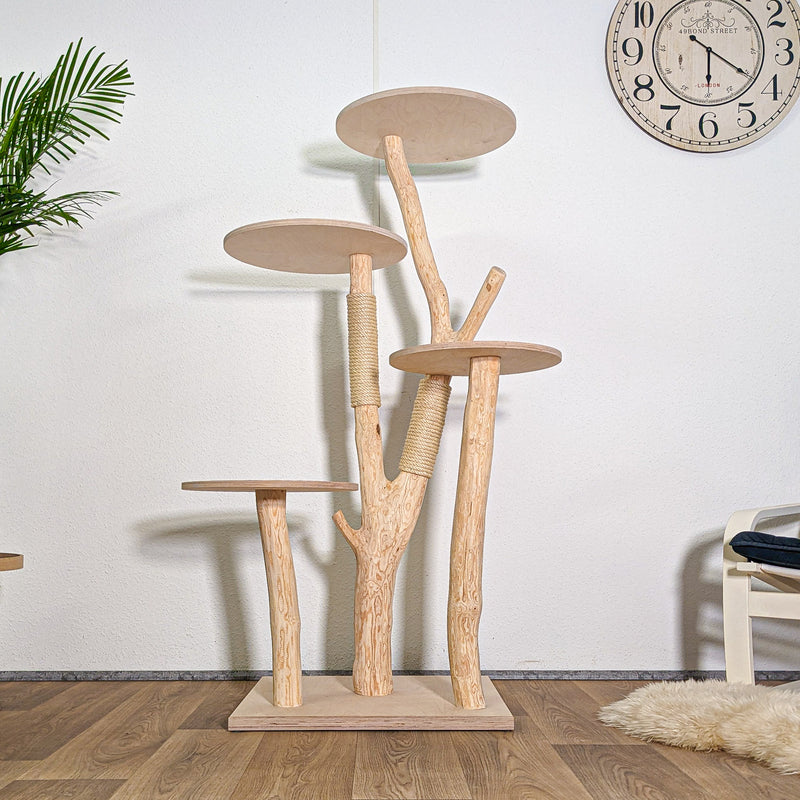 Naturkratzbaum 4584 Kratzbaum Natur Holz Design 145 cm hoch Katzenbaum