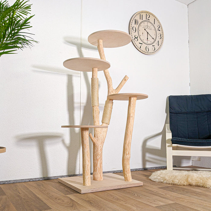 Naturkratzbaum 4584 Kratzbaum Natur Holz Design 145 cm hoch Katzenbaum