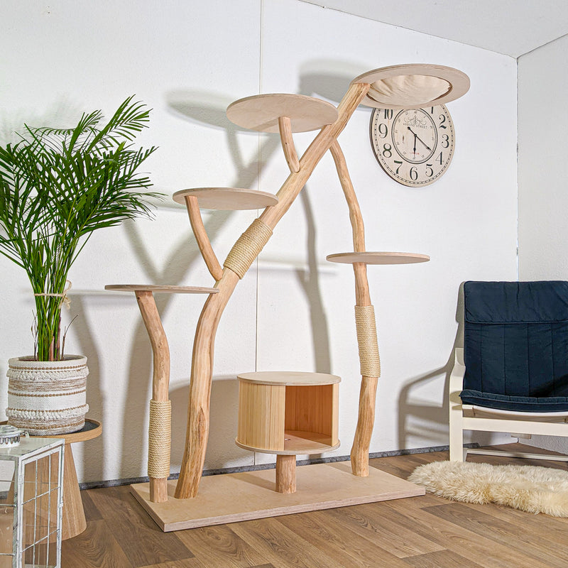 Naturkratzbaum 4585 Kratzbaum Natur Holz Design 190 cm hoch Katzenbaum