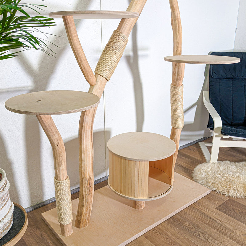 Naturkratzbaum 4585 Kratzbaum Natur Holz Design 190 cm hoch Katzenbaum