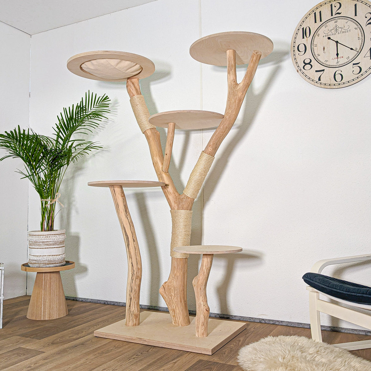 Naturkratzbaum 4586 Kratzbaum Natur Holz Design 175 cm hoch Katzenbaum