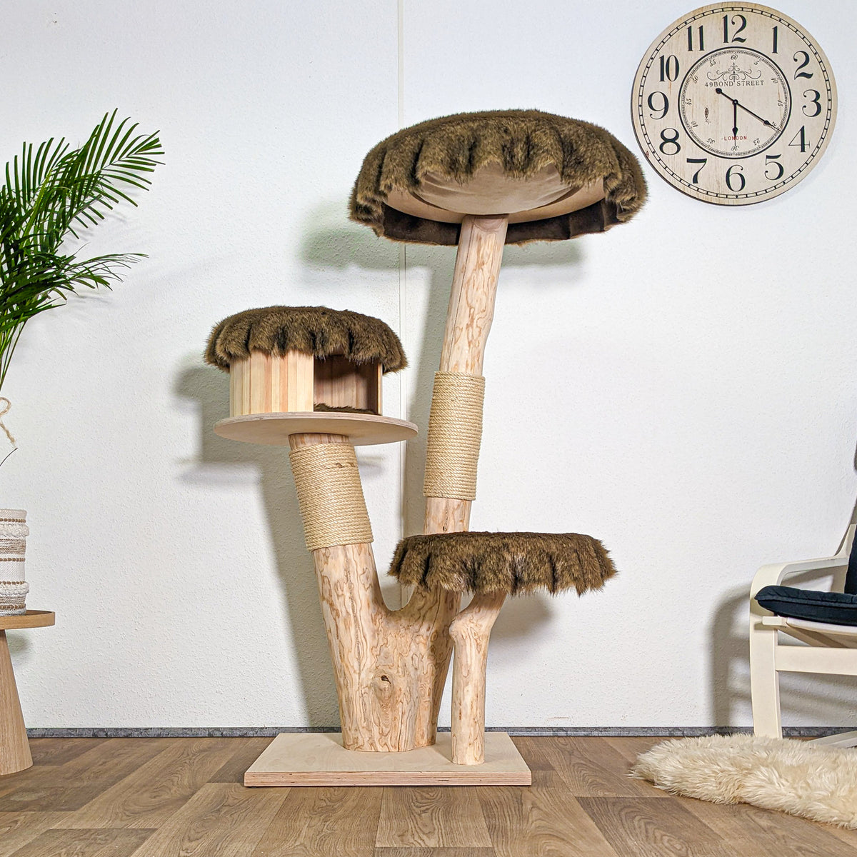 Naturkratzbaum 4589 Kratzbaum Natur Holz Design 140 cm hoch Katzenbaum