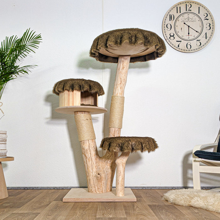Naturkratzbaum 4589 Kratzbaum Natur Holz Design 140 cm hoch Katzenbaum