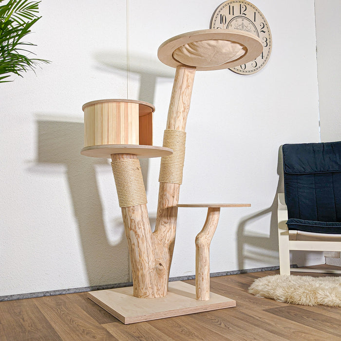 Naturkratzbaum 4589 Kratzbaum Natur Holz Design 140 cm hoch Katzenbaum