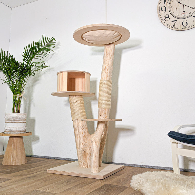 Naturkratzbaum 4589 Kratzbaum Natur Holz Design 140 cm hoch Katzenbaum