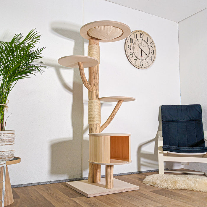 Naturkratzbaum 4591 Kratzbaum Natur Holz Design 175 cm hoch Katzenbaum