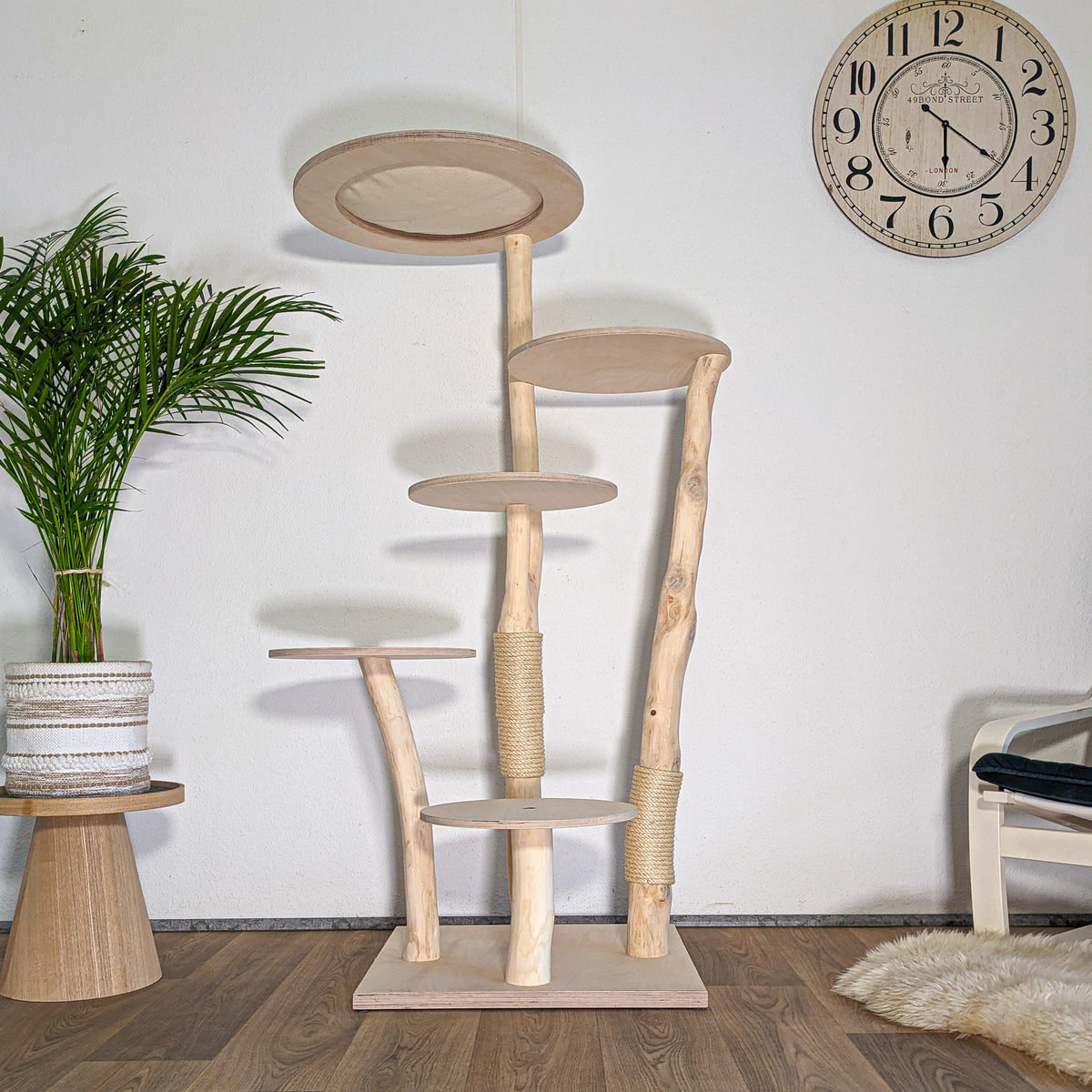 Naturkratzbaum 4594 Kratzbaum Natur Holz Design 155 cm hoch Katzenbaum