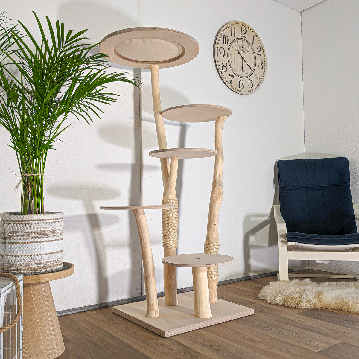 Naturkratzbaum 4594 Kratzbaum Natur Holz Design 155 cm hoch Katzenbaum