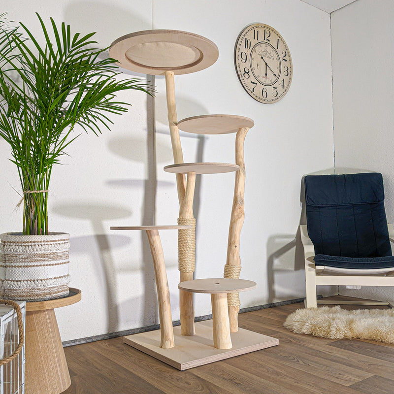 Naturkratzbaum 4594 Kratzbaum Natur Holz Design 155 cm hoch Katzenbaum