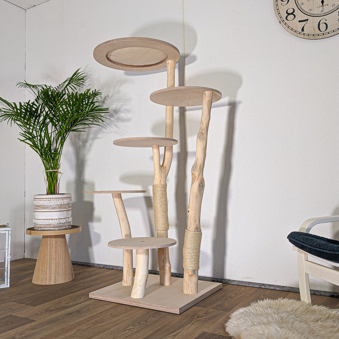 Naturkratzbaum 4594 Kratzbaum Natur Holz Design 155 cm hoch Katzenbaum