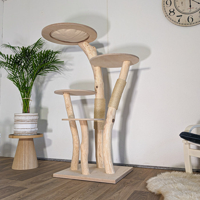 Naturkratzbaum 4595 Kratzbaum Natur Holz Design 145 cm hoch Katzenbaum