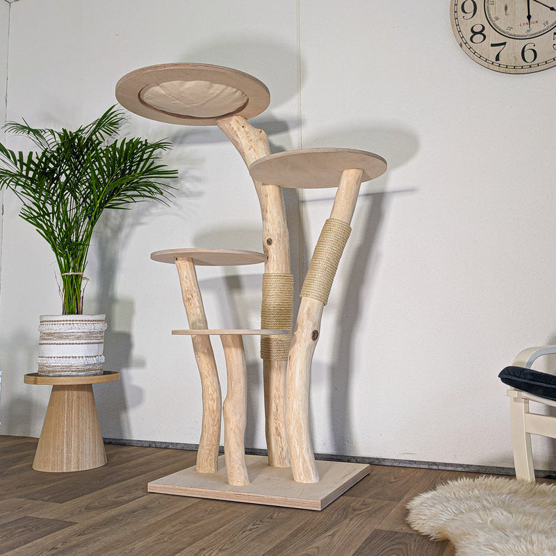 Naturkratzbaum 4595 Kratzbaum Natur Holz Design 145 cm hoch Katzenbaum