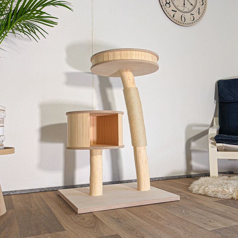 Naturkratzbaum 4597 Kratzbaum Natur Holz Design 100 cm hoch Katzenbaum