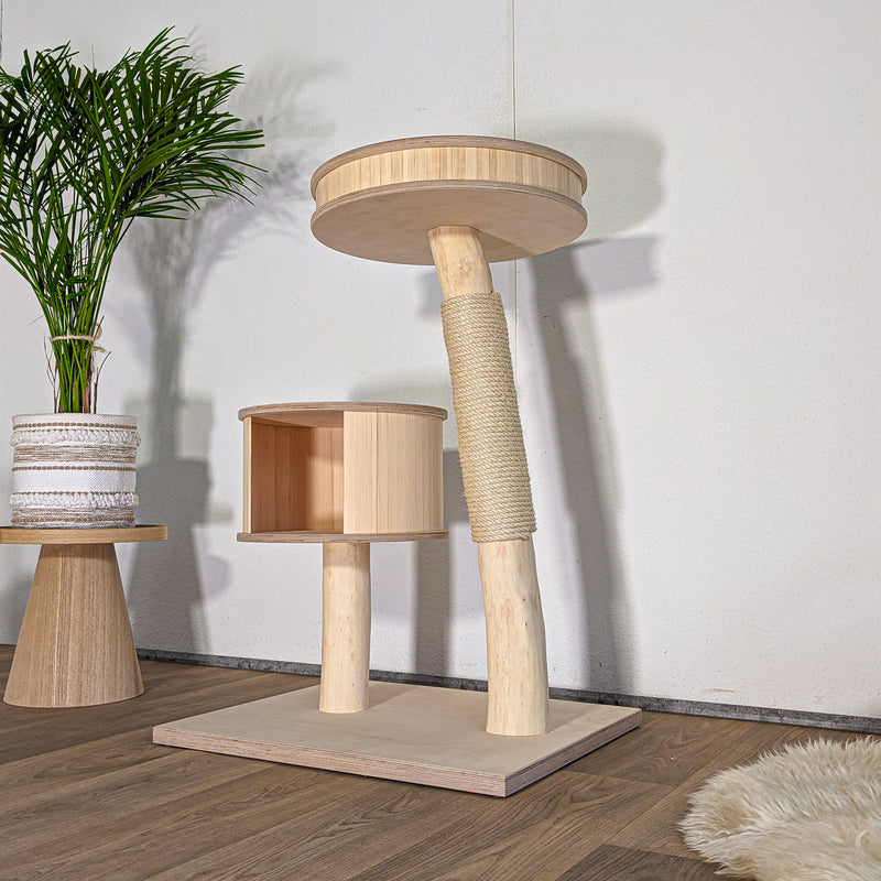 Naturkratzbaum 4597 Kratzbaum Natur Holz Design 100 cm hoch Katzenbaum