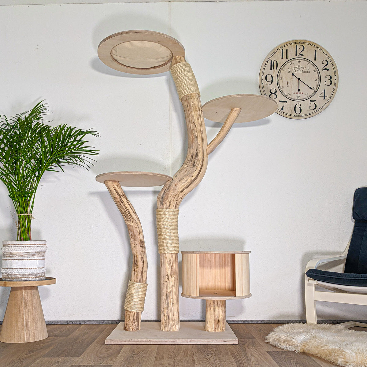 Naturkratzbaum 4601 Kratzbaum Natur Holz Design 188 cm hoch Katzenbaum
