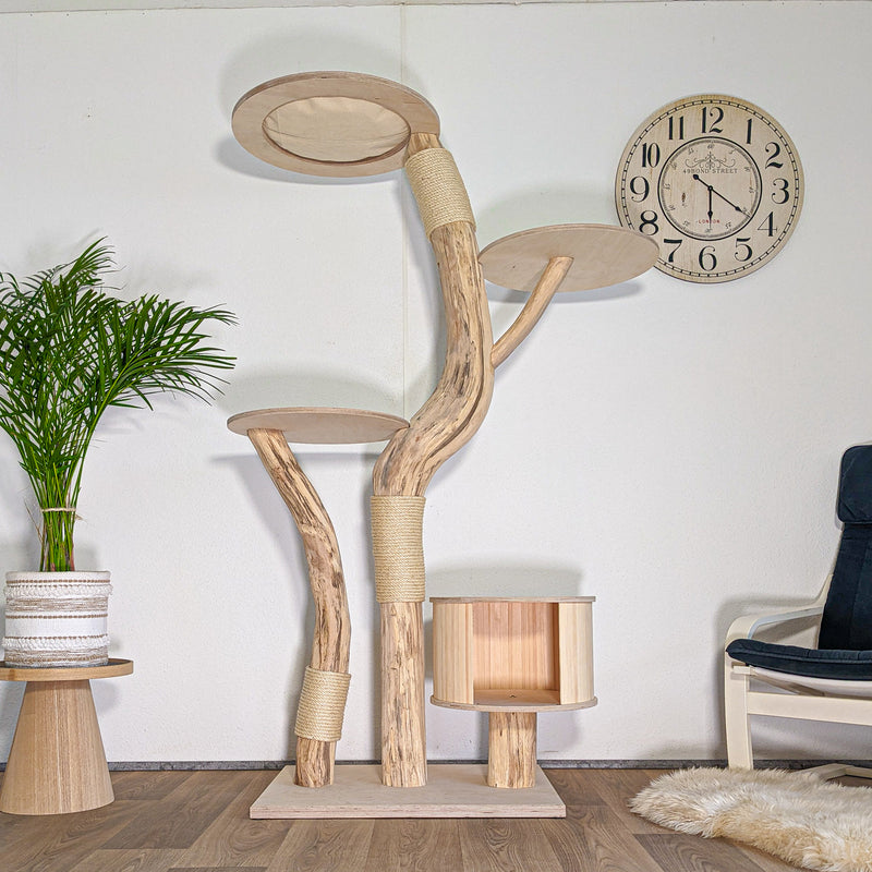 Naturkratzbaum 4601 Kratzbaum Natur Holz Design 188 cm hoch Katzenbaum