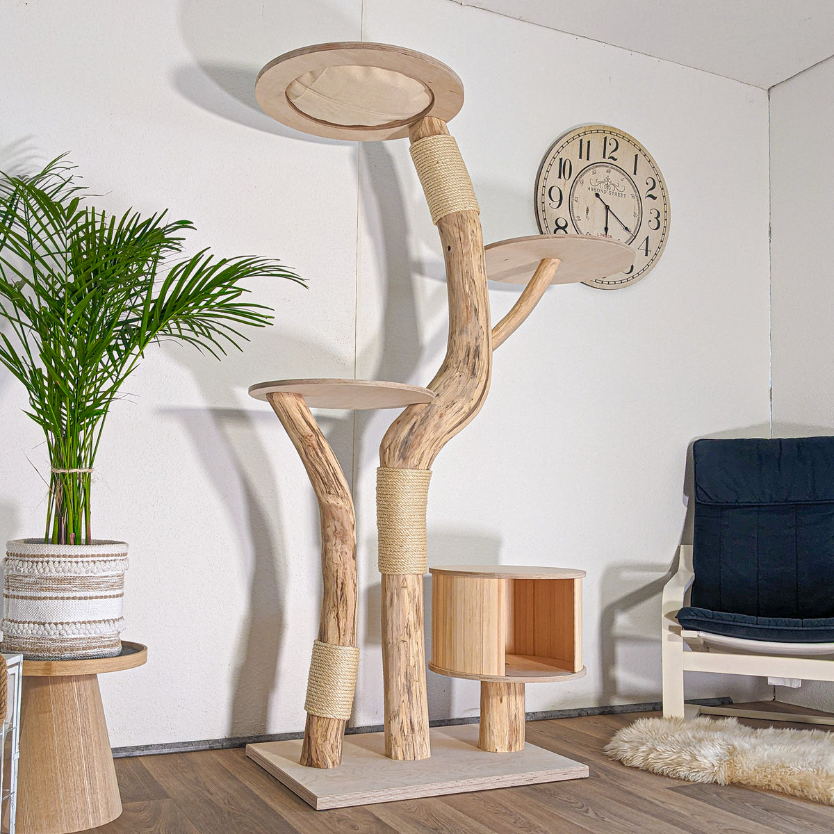 Naturkratzbaum 4601 Kratzbaum Natur Holz Design 188 cm hoch Katzenbaum