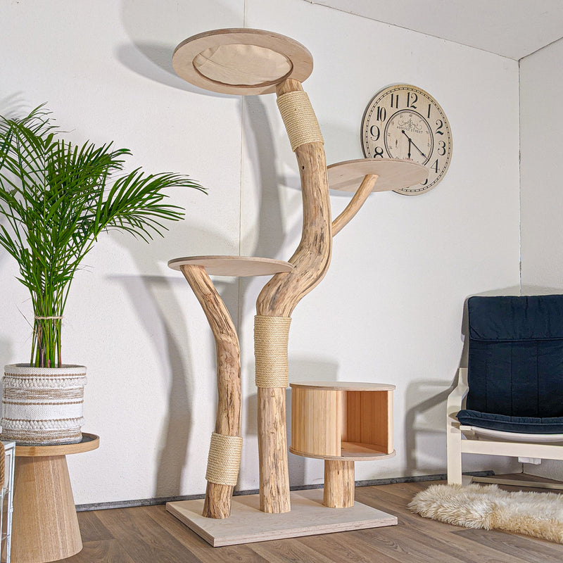 Naturkratzbaum 4601 Kratzbaum Natur Holz Design 188 cm hoch Katzenbaum