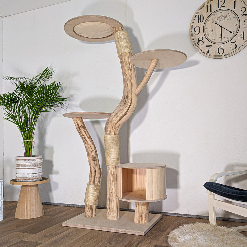 Naturkratzbaum 4601 Kratzbaum Natur Holz Design 188 cm hoch Katzenbaum