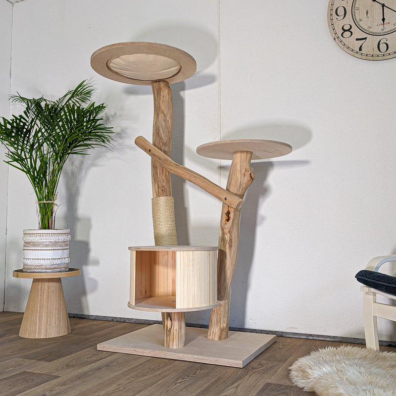 Naturkratzbaum 4602 Kratzbaum Natur Holz Design 155 cm hoch Katzenbaum