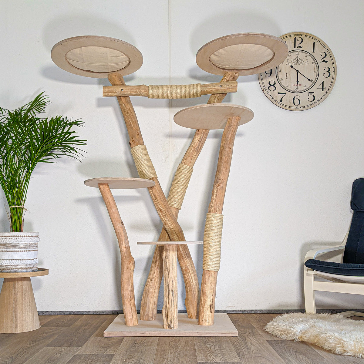Naturkratzbaum 4603 Kratzbaum Natur Holz Design 175 cm hoch Katzenbaum