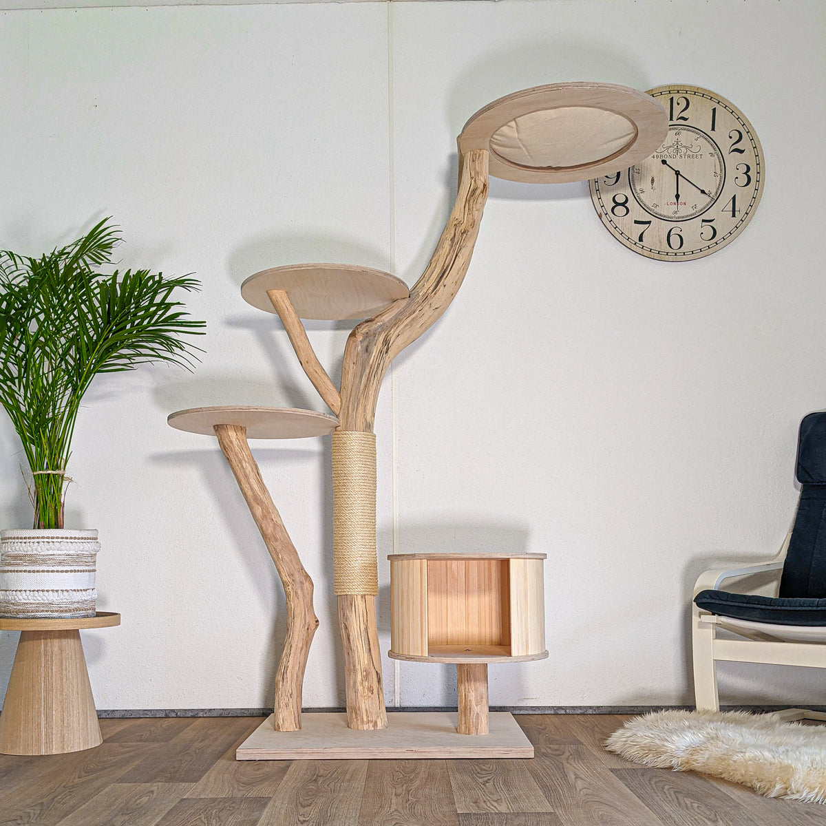 Naturkratzbaum 4604 Kratzbaum Natur Holz Design 175 cm hoch Katzenbaum